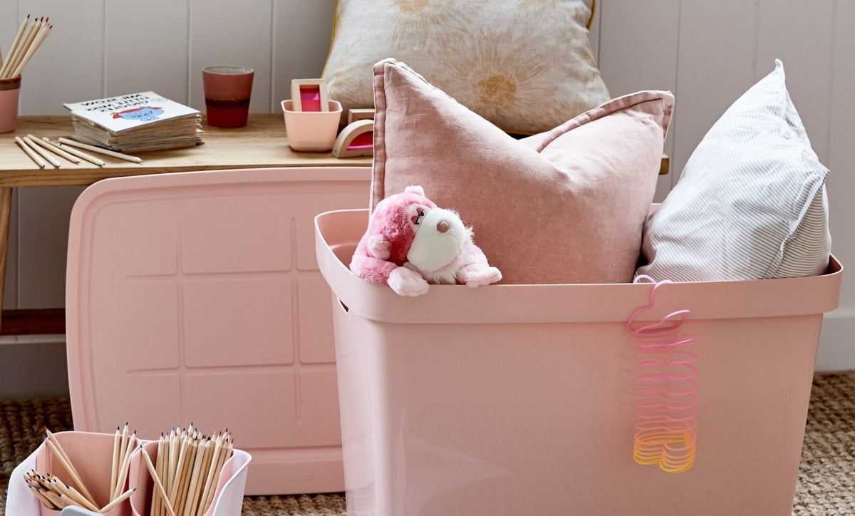 80L Store Away Rolling Bin Pink — Ezy Storage