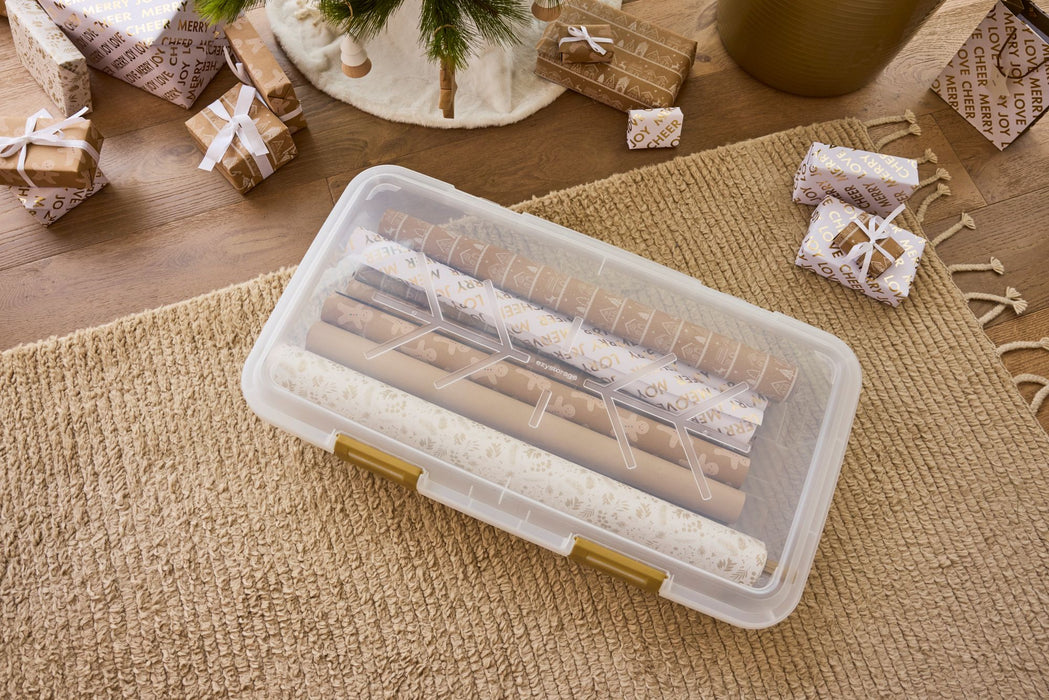 50.5L Christmas Wrapping Paper Box - Gold