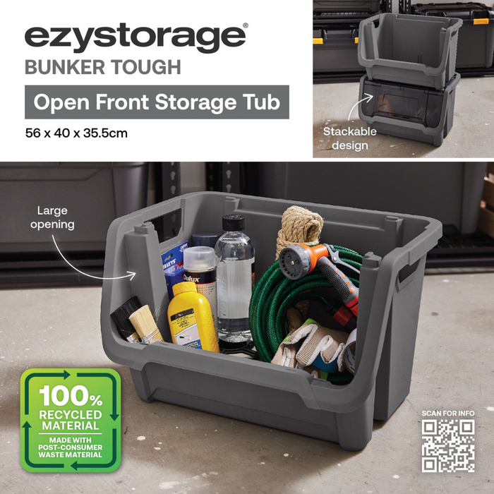 50L Bunker Tough Open Front Storage Tub — Ezy Storage 50L Bunker Tough Open Front Storage Tub — Ezy Storage
