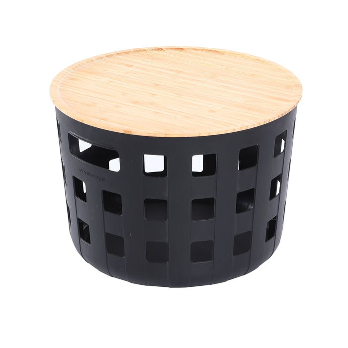 14L Aura Bamboo Lidded Round Basket