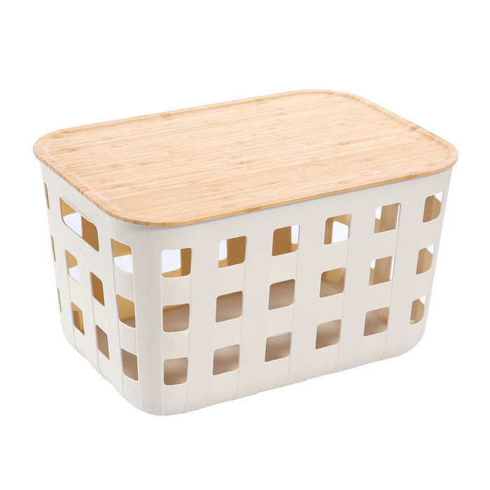 18L Aura Bamboo Lidded Basket