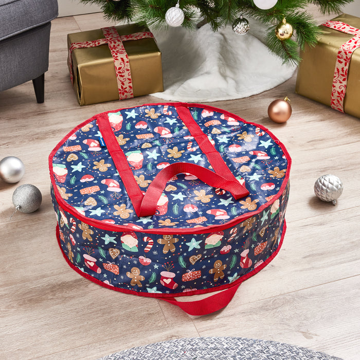 Printed Christmas Wreath Storage Bag