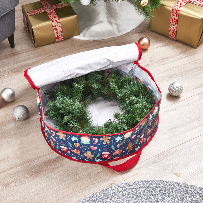 Printed Christmas Wreath Storage Bag