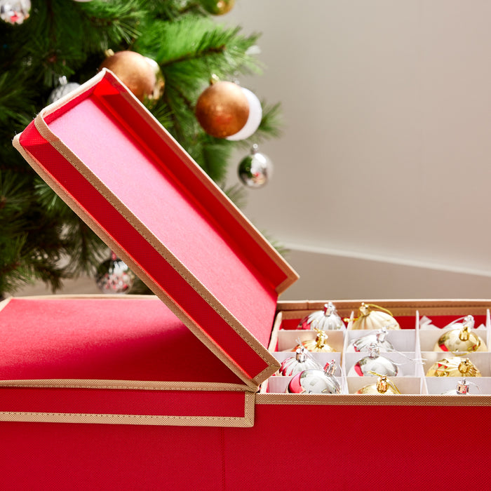 Oxford Red Ornament Box with Trays - 128 Baubles