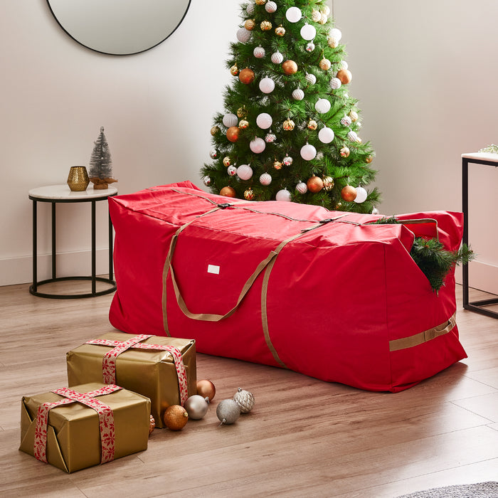 Oxford Red Christmas Tree Carry Bag on 2 Wheels