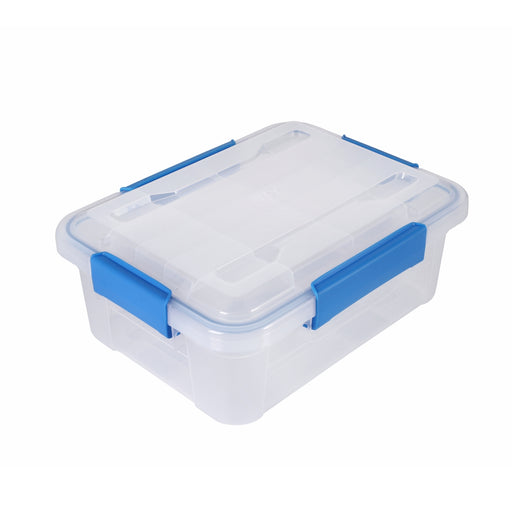  Ezy Storage IP67 Rated 50 Liter Waterproof Plastic Storage Tote  with Airtight Lid for Kitchen, Bedroom, Garage, Shed, and Bathroom Storage,  Clear : Health & Household