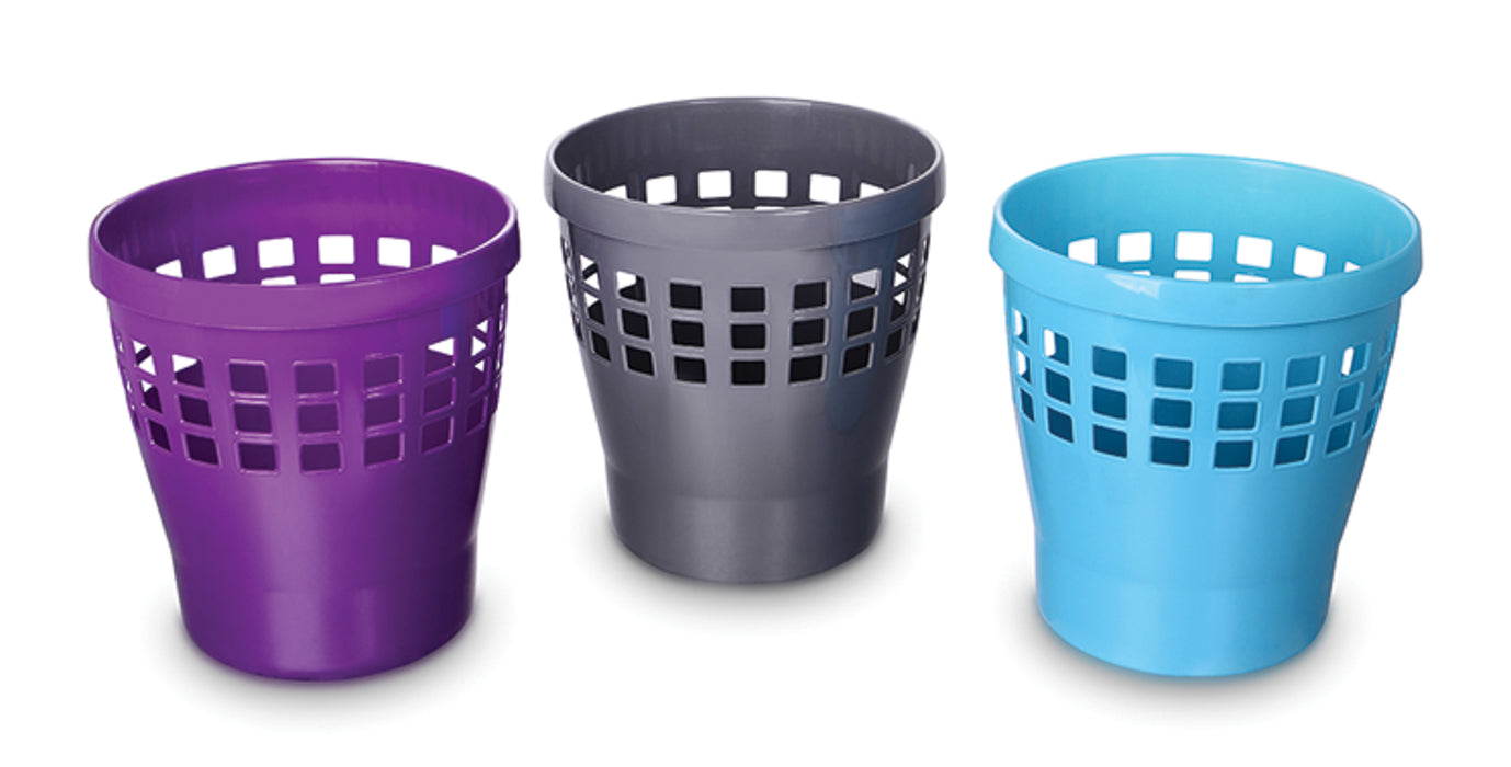 Round Plastic Waste Bin Mixed 3 Colours