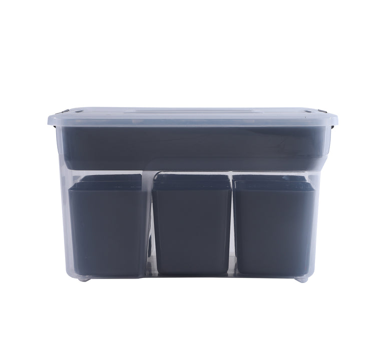 8L Sort It Container With 6 Deep Cups + Insert Tray Clear