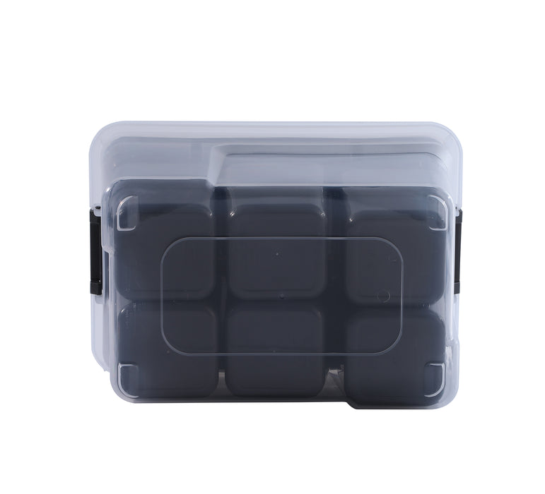 8L Sort It Container With 6 Deep Cups + Insert Tray Clear — Ezy Storage