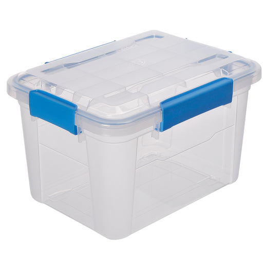 Ezy Storage IP67 Rated 12L Waterproof Plastic Storage Tote with Lid, Clear  